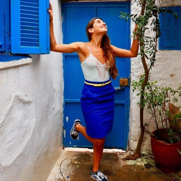 Vintage -  Royal Blue High-Waisted Skirt - Picture 2 of 3